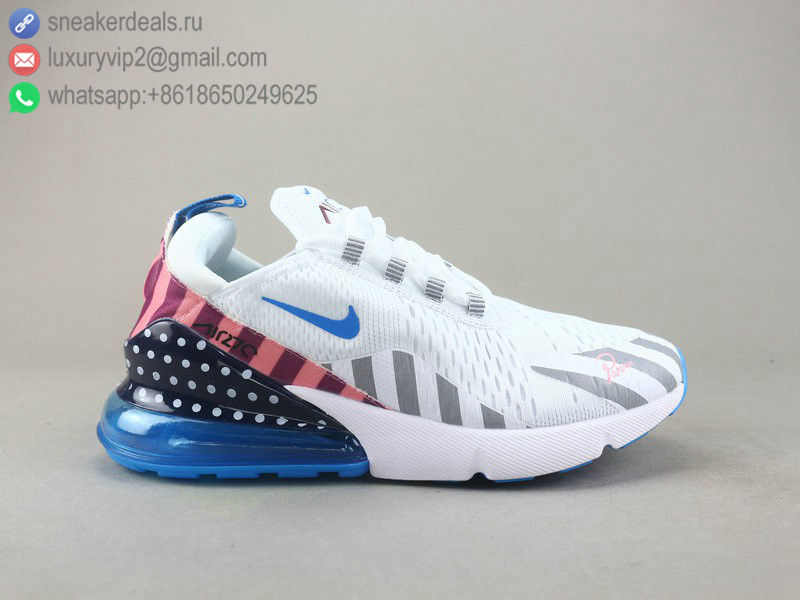 NIKE AIR MAX 270 FLYKNIT WHITE BLUE UNISEX RUNNING SHOES